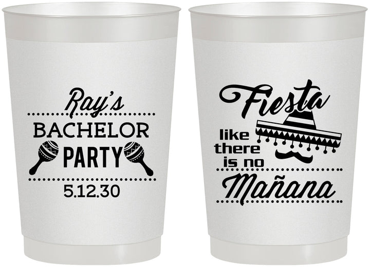 Personalized Bachelor Party 22 oz Frosted Cups - Fiesta No Manana | 40002