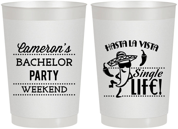 Personalized Bachelor Party 22 oz Frosted Cups - Hast La Vista Single Life | 40003