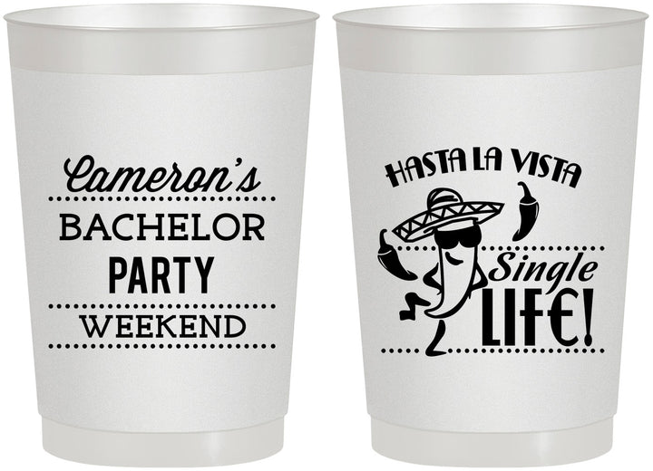 Personalized Bachelor Party 22 oz Frosted Cups - Hast La Vista Single Life | 40003