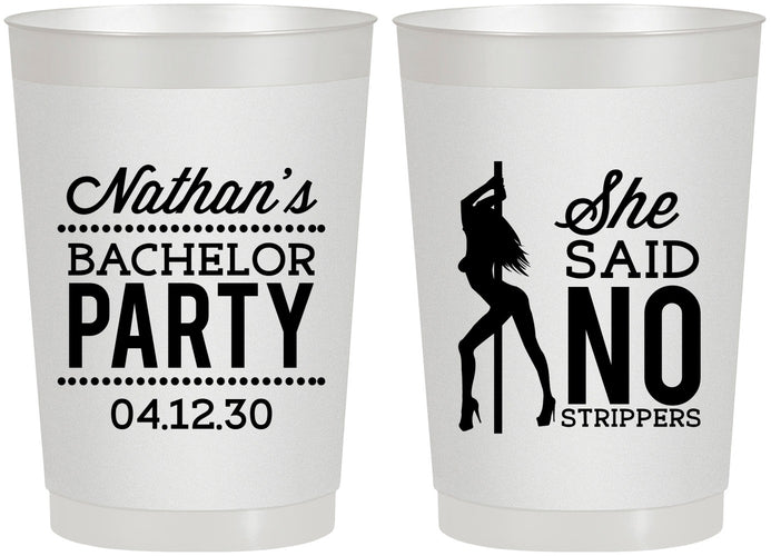 Personalized Bachelor Party 22 oz Frosted Cups - She Said No Strip Club | 40005