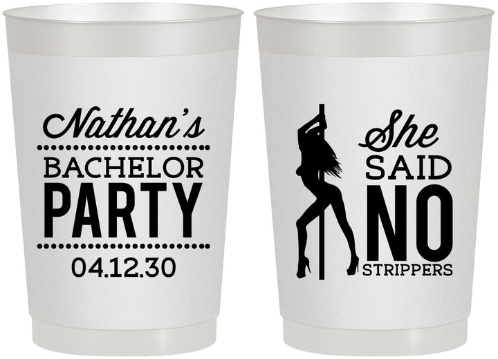 Personalized Bachelor Party 22 oz Frosted Cups - She Said No Strip Club | 40005