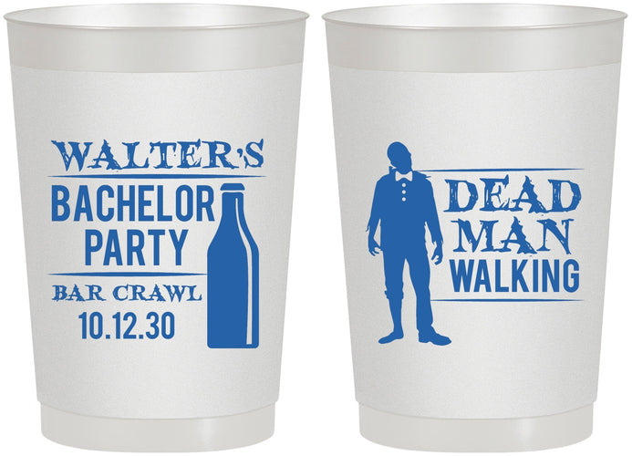 Personalized Bachelor Party 22 oz Frosted Cups - Dead Man Walking | 40011