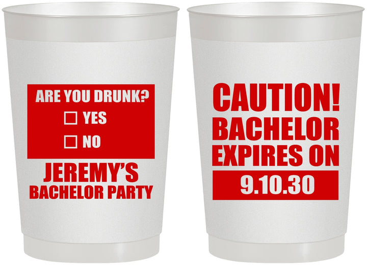 Personalized Bachelor Party 22 oz Frosted Cups - Caution Expires On | 40012