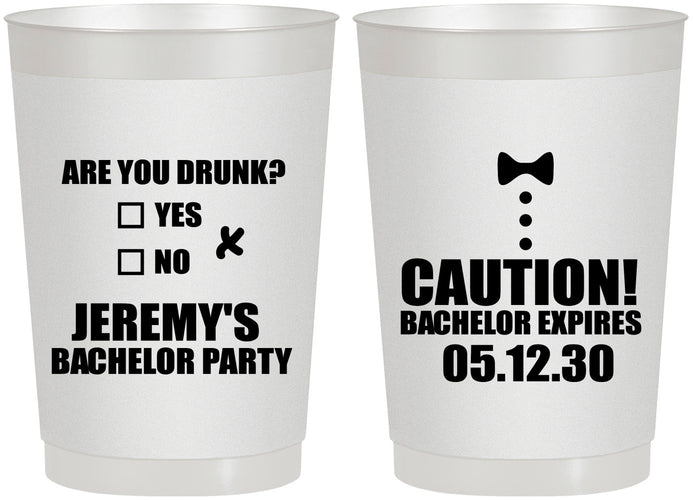 Personalized Bachelor Party 22 oz Frosted Cups - Caution Expires On | 40013