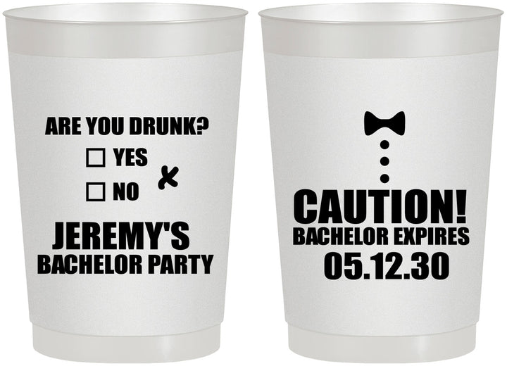 Personalized Bachelor Party 22 oz Frosted Cups - Caution Expires On | 40013