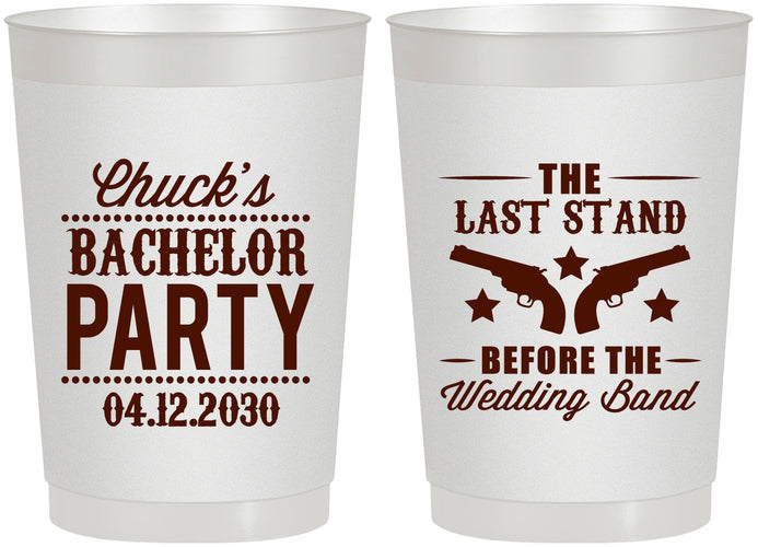 Personalized Bachelor Party 22 oz Frosted Cups - Last Stand Wedding Bands | 40015