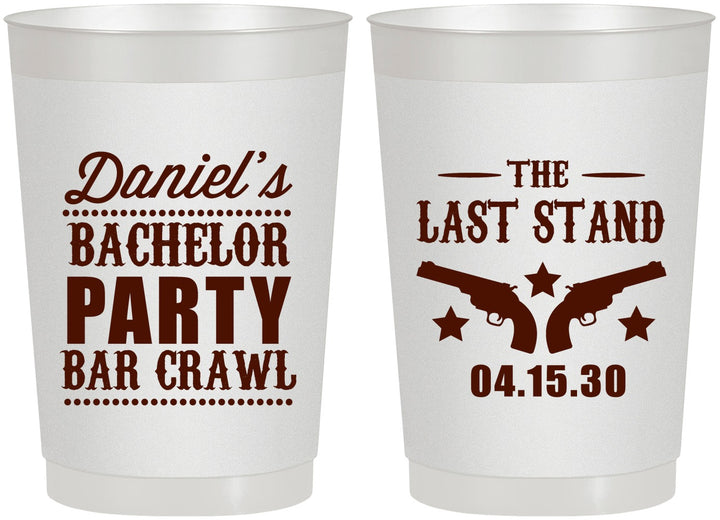 Personalized Bachelor Party 22 oz Frosted Cups - The Last Stand | 40016