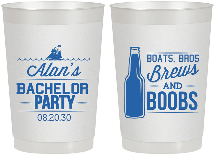 Personalized Bachelor Party 22 oz Frosted Cups - Brews And Boobs | 40022