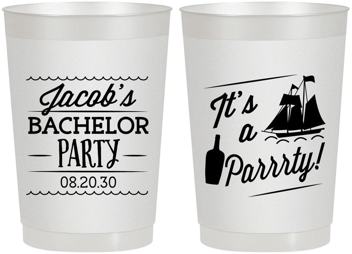 Personalized Bachelor Party 22 oz Frosted Cups - Boat | 40023