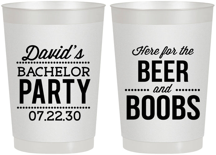 Personalized Bachelor Party 22 oz Frosted Cups - Beer And Boobs | 40027