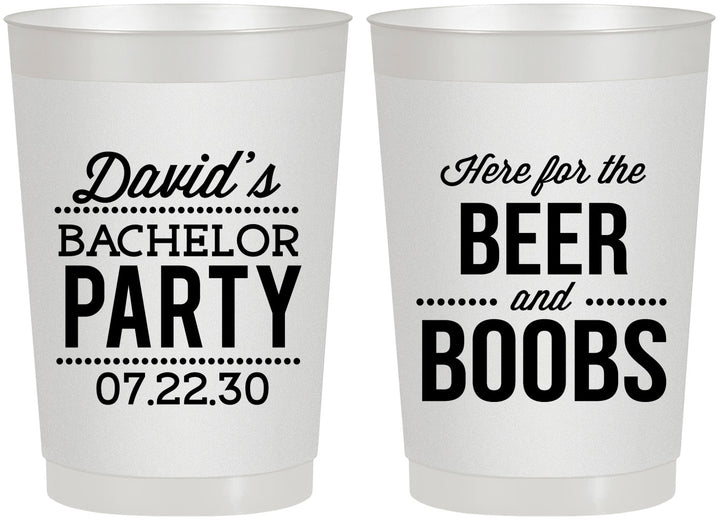 Personalized Bachelor Party 22 oz Frosted Cups - Beer And Boobs | 40027