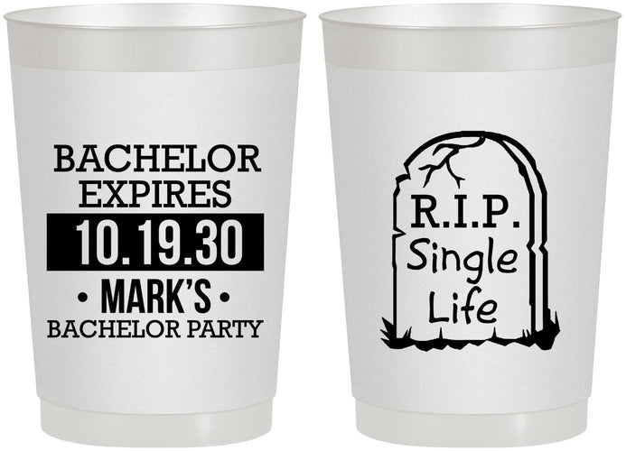 Personalized Bachelor Party 22 oz Frosted Cups - Rip Single Life | 40028