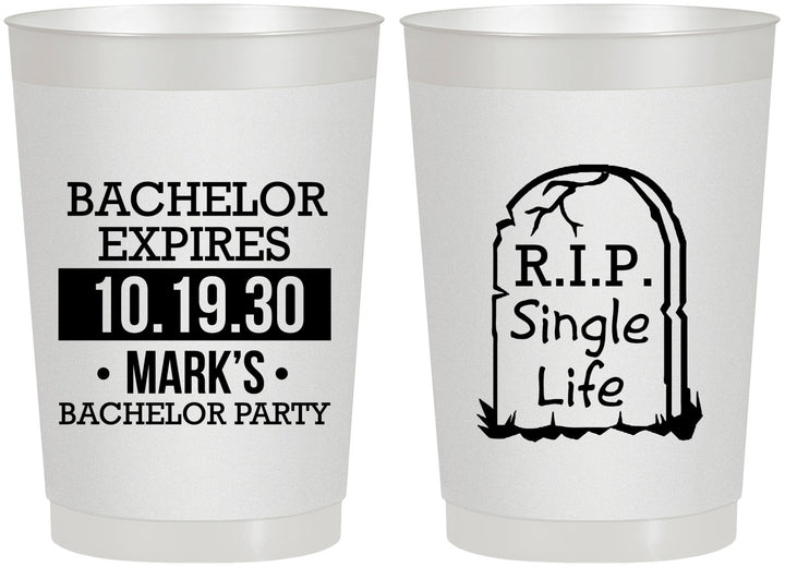 Personalized Bachelor Party 22 oz Frosted Cups - Rip Single Life | 40028