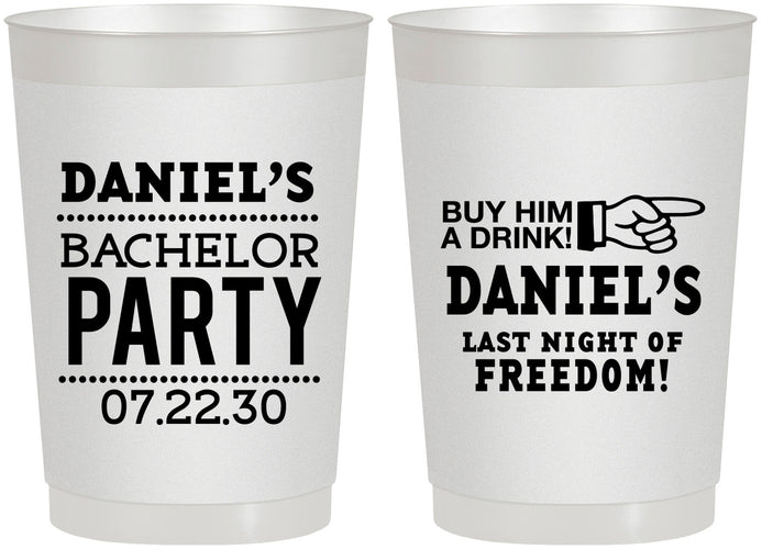 Personalized Bachelor Party 22 oz Frosted Cups - Last Night Of Freedom | 40029