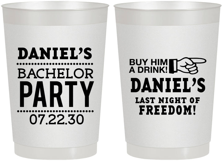 Personalized Bachelor Party 22 oz Frosted Cups - Last Night Of Freedom | 40029