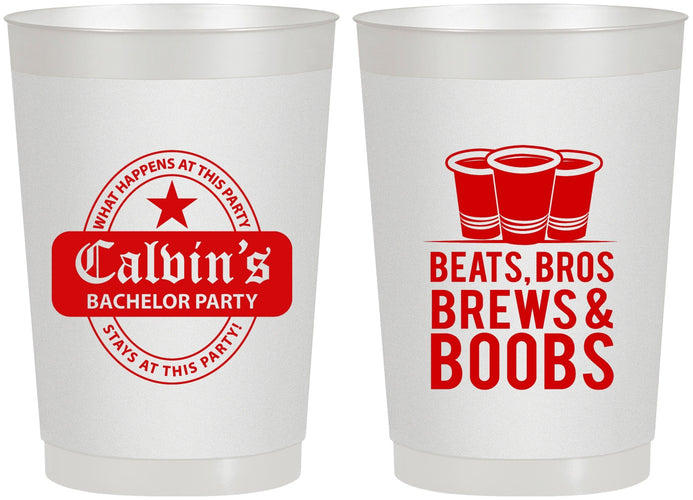 Personalized Bachelor Party 22 oz Frosted Cups - Brews And Boobs | 40031