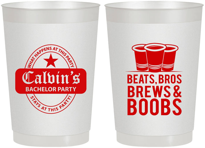 Personalized Bachelor Party 22 oz Frosted Cups - Brews And Boobs | 40031