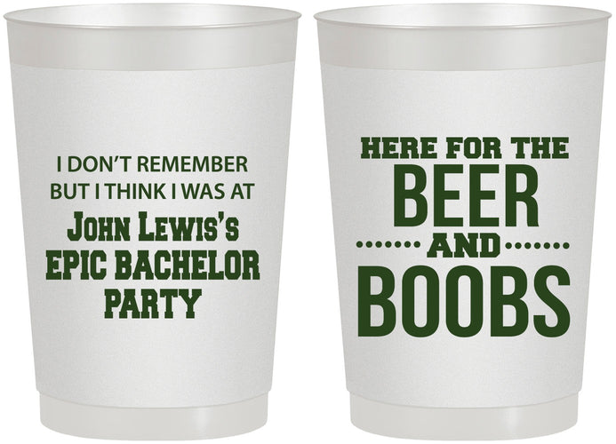 Personalized Bachelor Party 22 oz Frosted Cups - Beer And Boobs | 40039