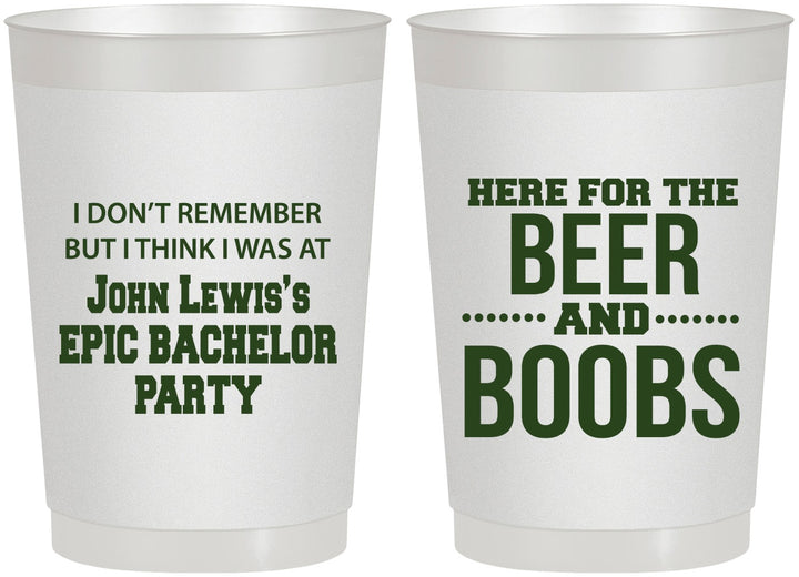 Personalized Bachelor Party 22 oz Frosted Cups - Beer And Boobs | 40039