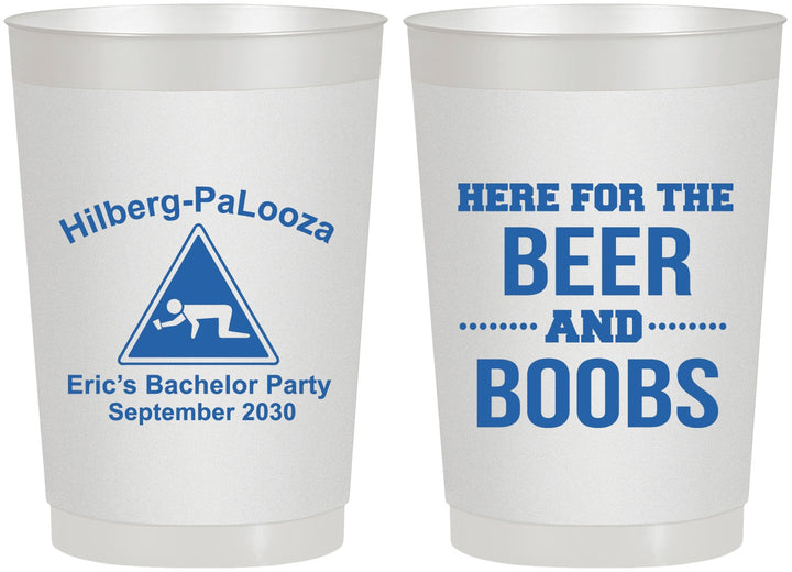 Personalized Bachelor Party 22 oz Frosted Cups - Beer And Boobs | 40040
