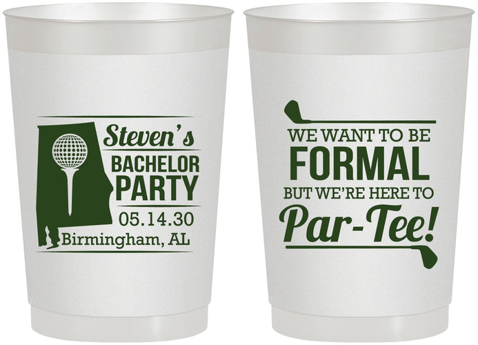 Personalized Bachelor Party 22 oz Frosted Cups - Golf Par Tee | 40043