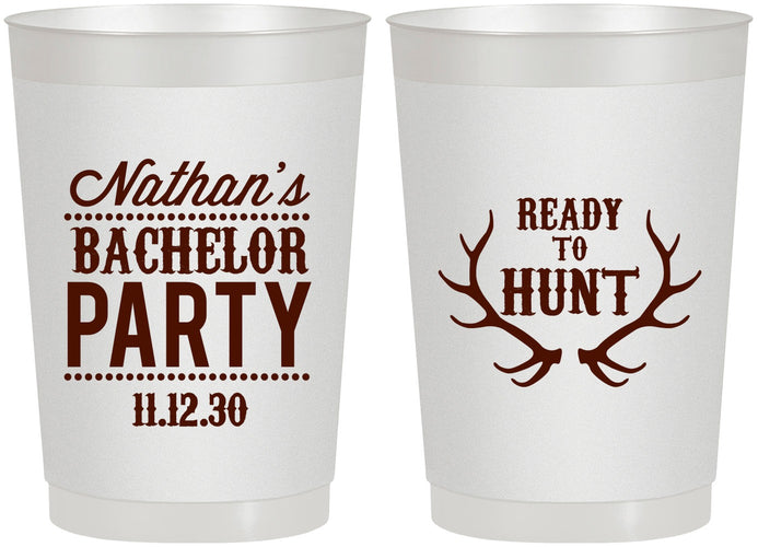 Personalized Bachelor Party 22 oz Frosted Cups - Ready To Hunt | 40044