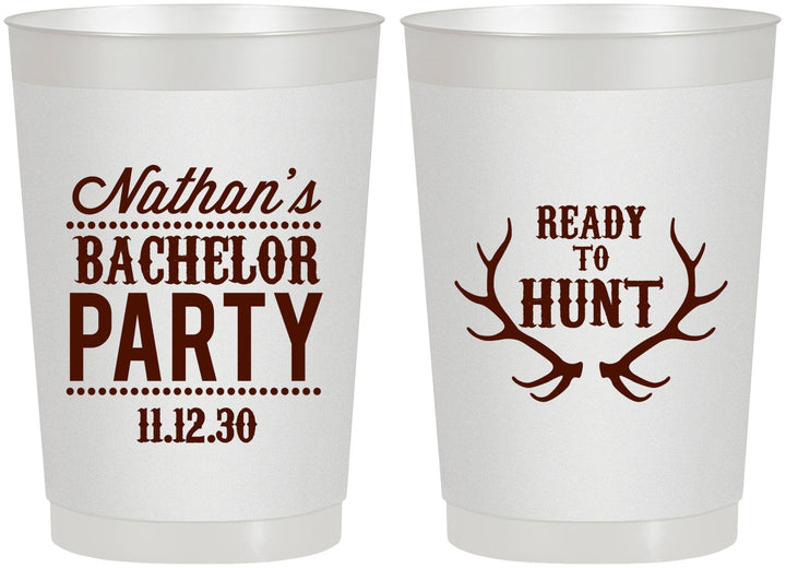 Personalized Bachelor Party 22 oz Frosted Cups - Ready To Hunt | 40044