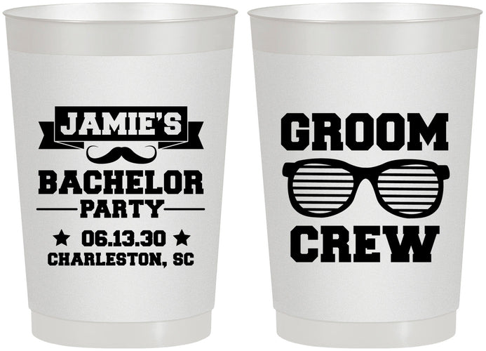 Personalized Bachelor Party 22 oz Frosted Cups - Groom Crew | 40047