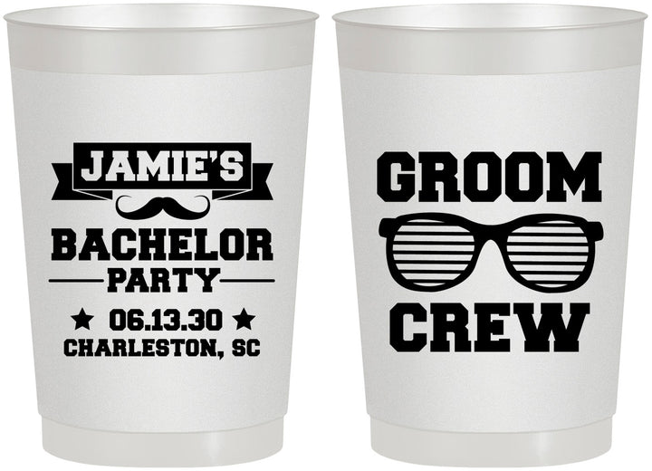 Personalized Bachelor Party 22 oz Frosted Cups - Groom Crew | 40047