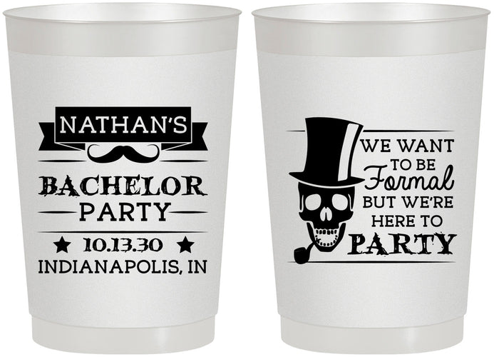 Personalized Bachelor Party 22 oz Frosted Cups - Formal Skeleton | 40048
