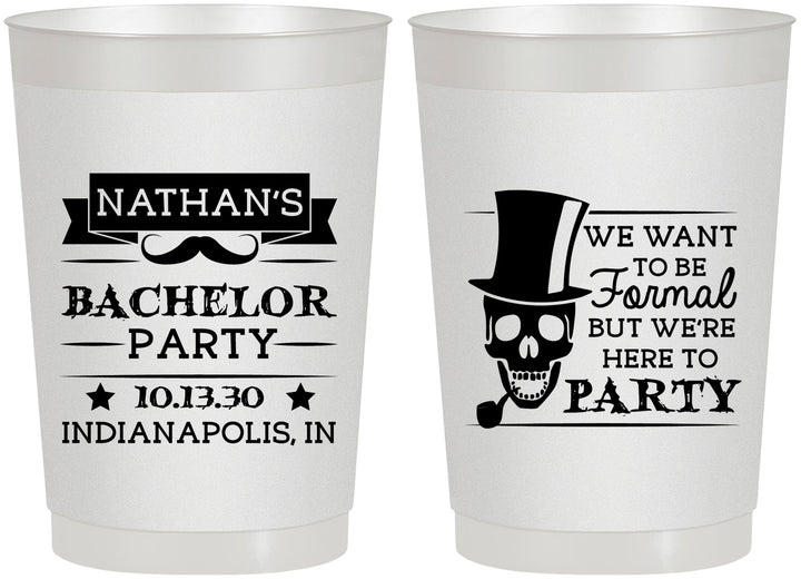 Personalized Bachelor Party 22 oz Frosted Cups - Formal Skeleton | 40048