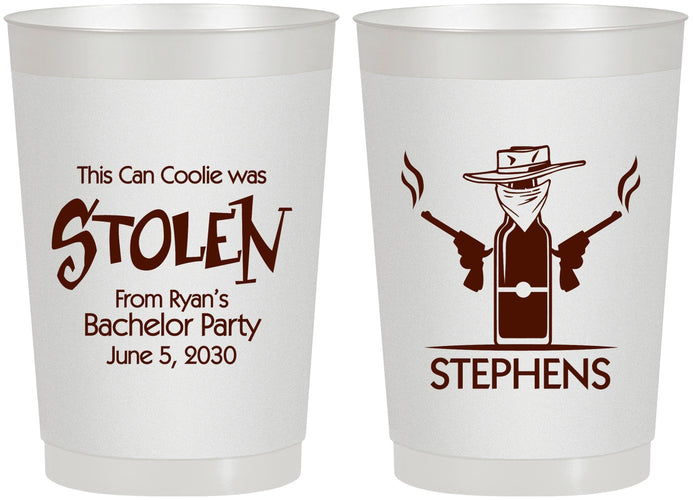 Personalized Bachelor Party 22 oz Frosted Cups - Stolen | 40049