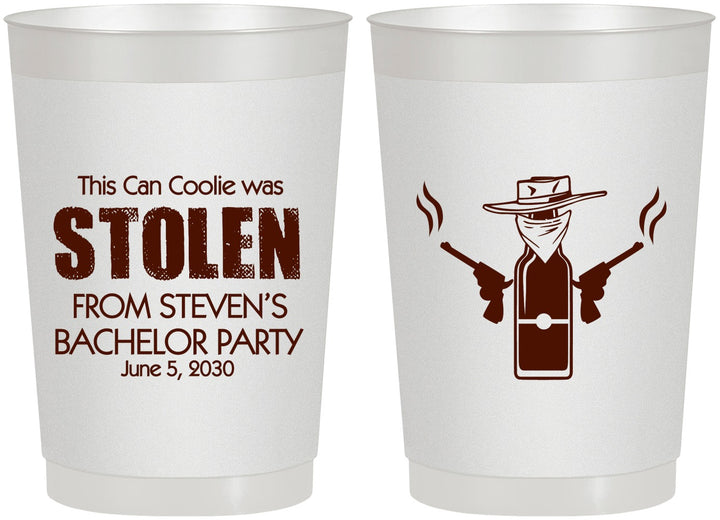 Personalized Bachelor Party 22 oz Frosted Cups - Stolen | 40053