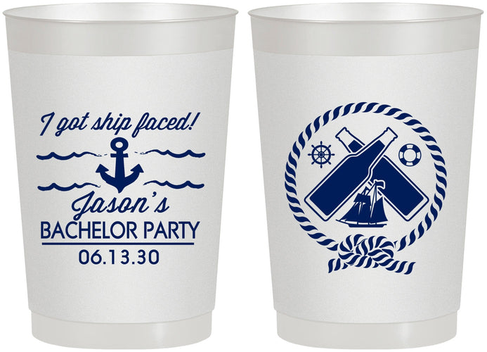 Personalized Bachelor Party 22 oz Frosted Cups - Anchor | 40054