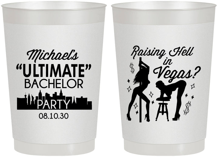 Personalized Bachelor Party 22 oz Frosted Cups - Last Vegas | 40062