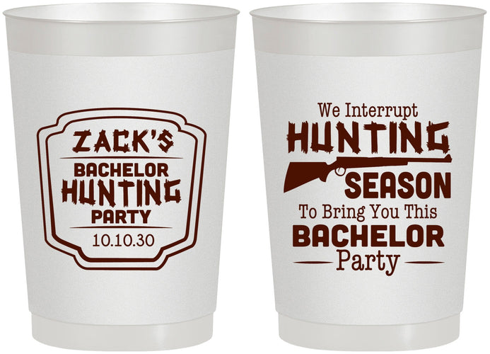 Personalized Bachelor Party 22 oz Frosted Cups - Hunting Season | 40063
