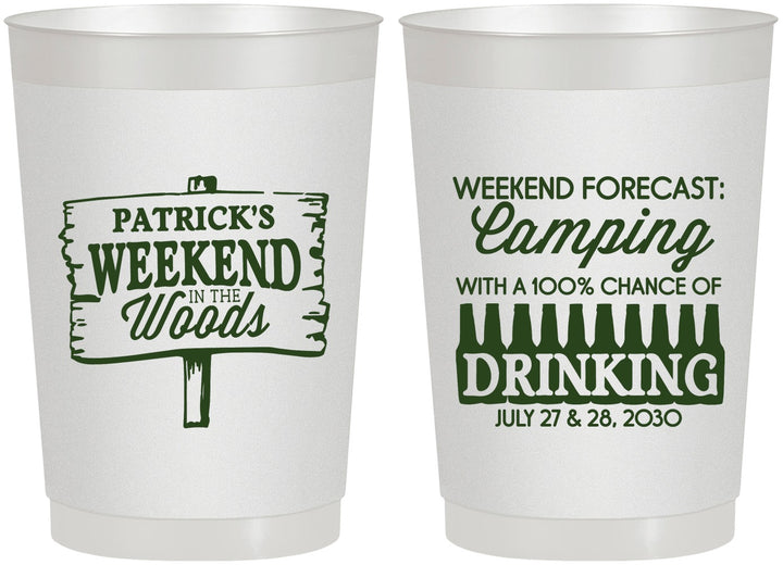 Personalized Bachelor Party 22 oz Frosted Cups - Camping | 40064