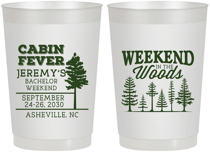 Personalized Bachelor Party 22 oz Frosted Cups - Camping | 40065