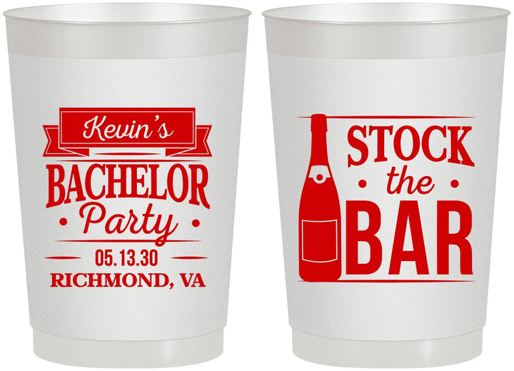 Personalized Bachelor Party 22 oz Frosted Cups - Stock The Bar | 40073