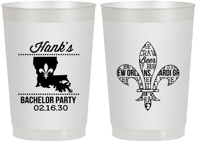Personalized Bachelor Party 22 oz Frosted Cups - New Orleans | 40074