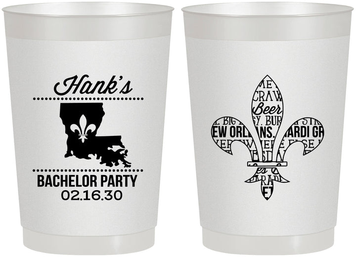 Personalized Bachelor Party 22 oz Frosted Cups - New Orleans | 40074