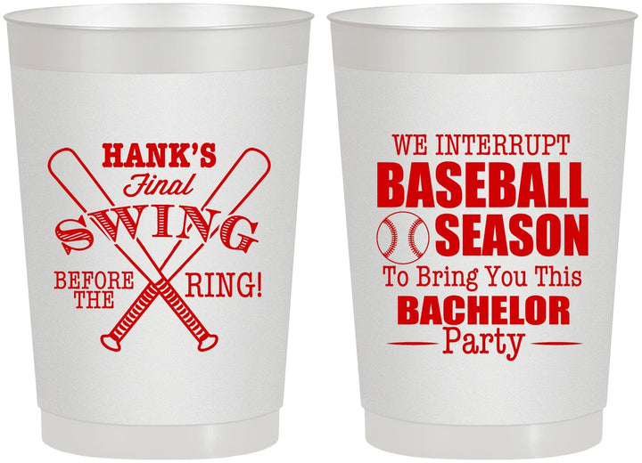 Personalized Bachelor Party 22 oz Frosted Cups - Baseball | 40075