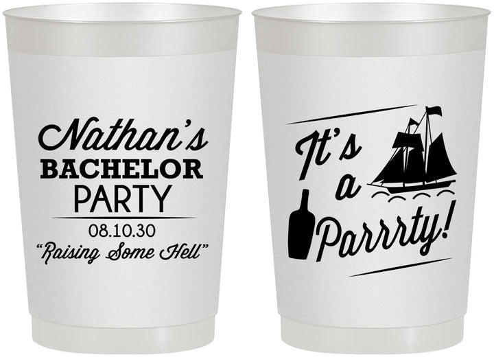 Personalized Bachelor Party 22 oz Frosted Cups - Boat | 40076