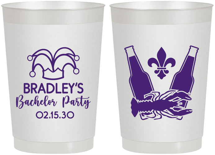 Personalized Bachelor Party 22 oz Frosted Cups - New Orleans | 40077