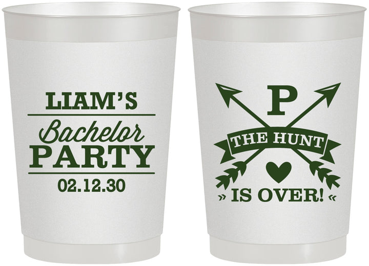 Personalized Bachelor Party 22 oz Frosted Cups - Hunt Is Over | 40082