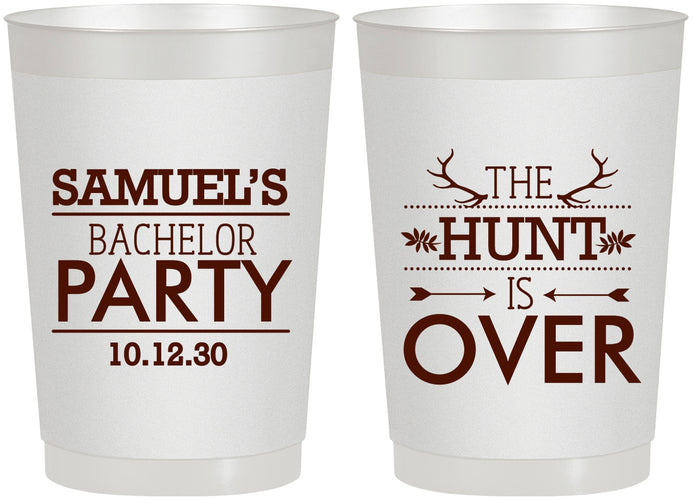 Personalized Bachelor Party 22 oz Frosted Cups - Hunt Is Over | 40084