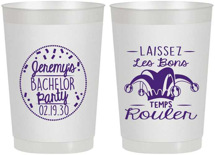 Personalized Bachelor Party 22 oz Frosted Cups - Mardi Gras | 40090