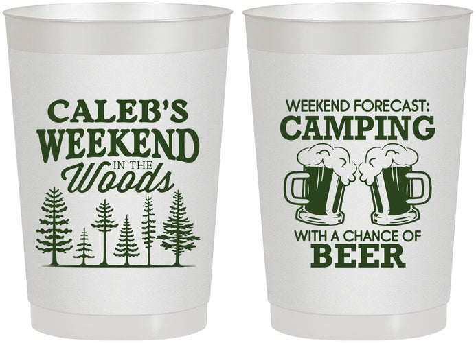 Personalized Bachelor Party 22 oz Frosted Cups - Camping | 40091