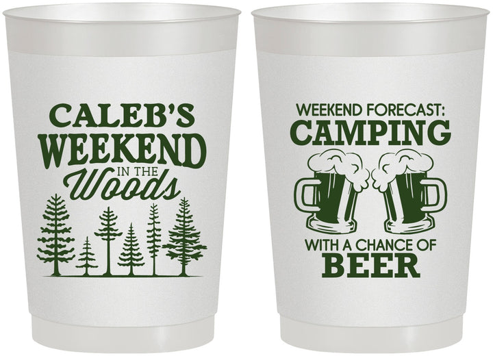 Personalized Bachelor Party 22 oz Frosted Cups - Camping | 40091