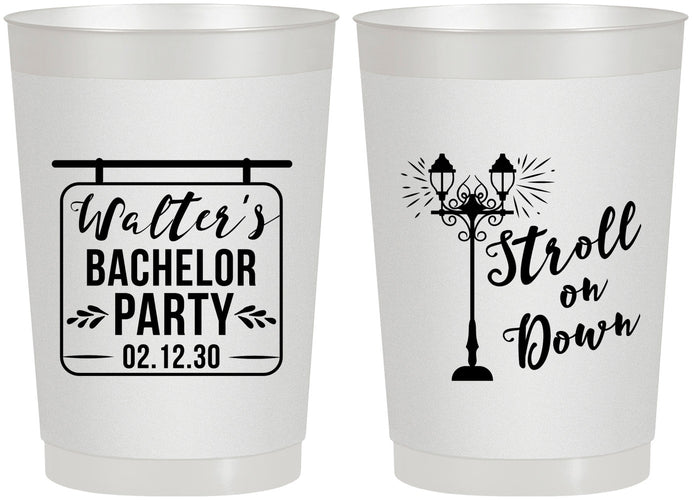 Personalized Bachelor Party 22 oz Frosted Cups - Mardi Gras | 40092